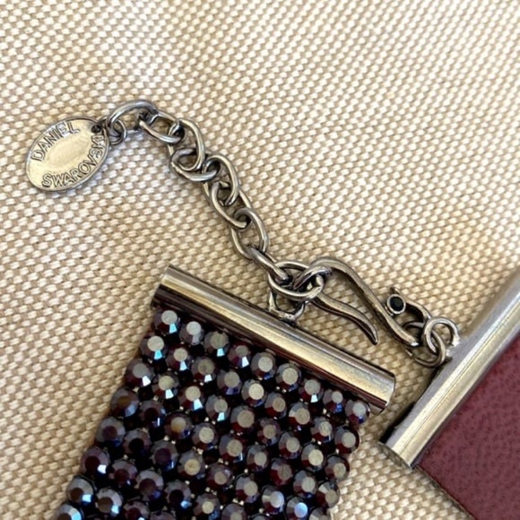 Swarovski Burgundy Crystal Choker Necklace in silver setting. Like new, no box. - Picture 7 of 8